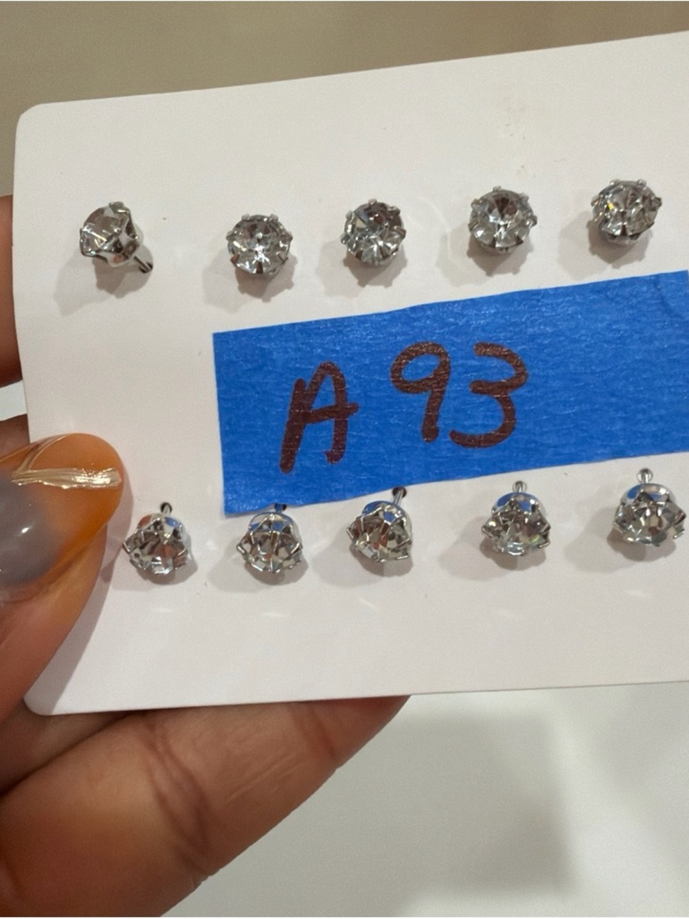 Clear Crystal Stud Earrings Set - Silver Tone
